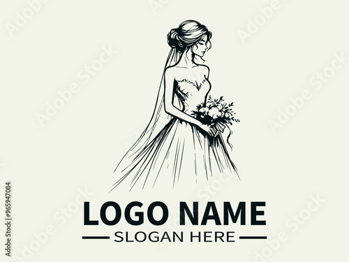 Elegant Bride Logo Design, Wedding Dress, Bridal Boutique, Wedding Planner, Dream Wedding