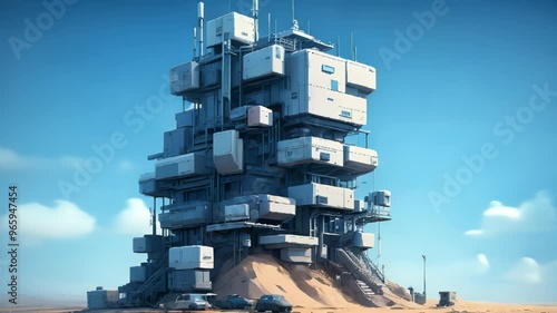 Futuristic Building in Desert Landscape