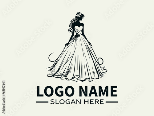 Elegant Bride Logo Design, Wedding Dress, Bridal Boutique, Wedding Planner, Dream Wedding