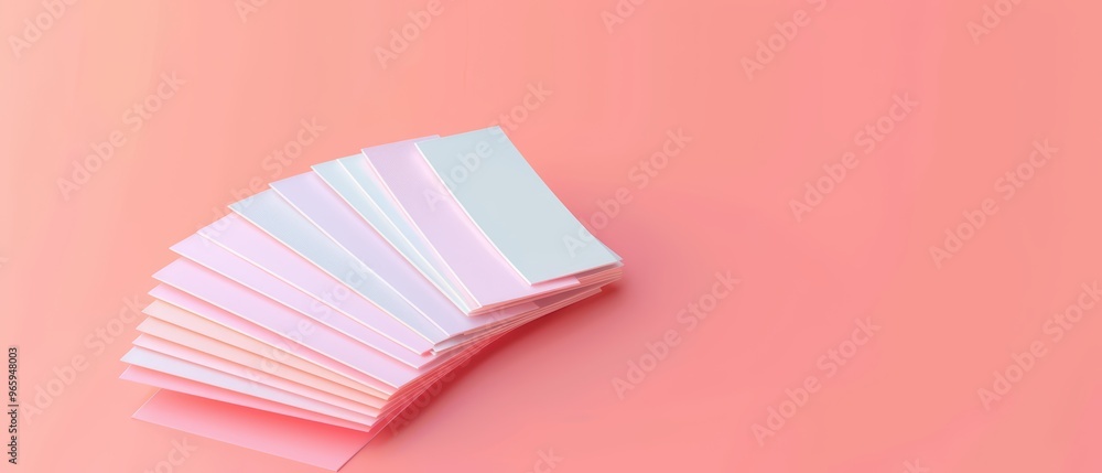 custom made wallpaper toronto digitalA collection of colorful note cards arranged in a fan shape, set against a soft pink background, ideal for stationery and design.