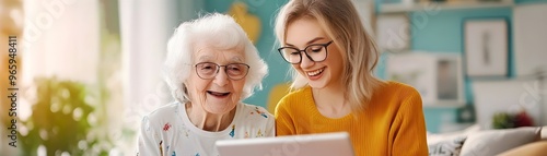 Elderly student and teacher...