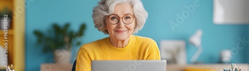 Elderly Woman Engaged in On...