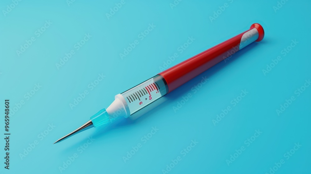 A detailed close-up of a syringe showcasing its design and features against a vibrant blue background. A detailed close-up of a syringe showcasing its design and features against a vibrant blue background.