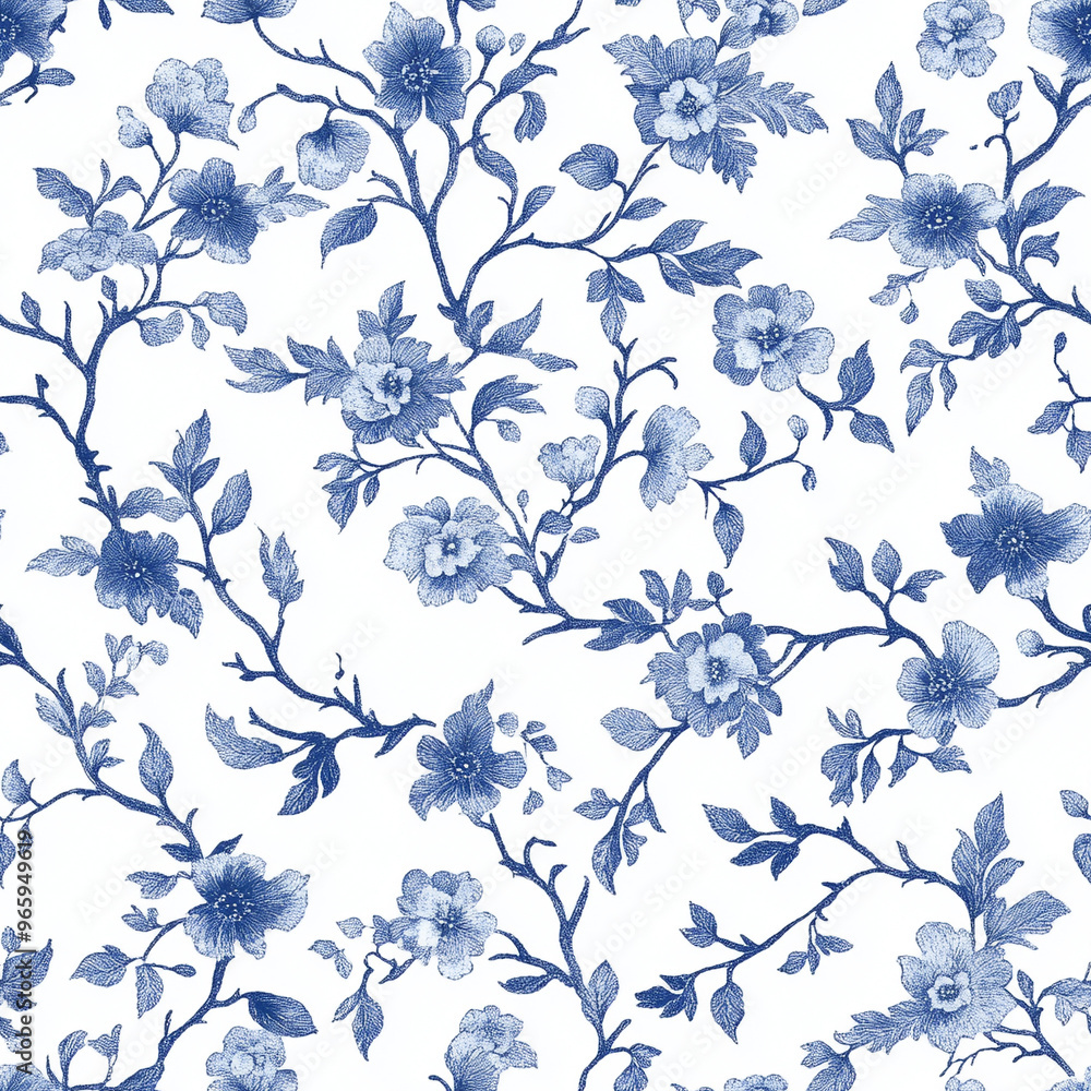 A pattern with a floral design in cobalt blue A pattern with a floral design in cobalt blue