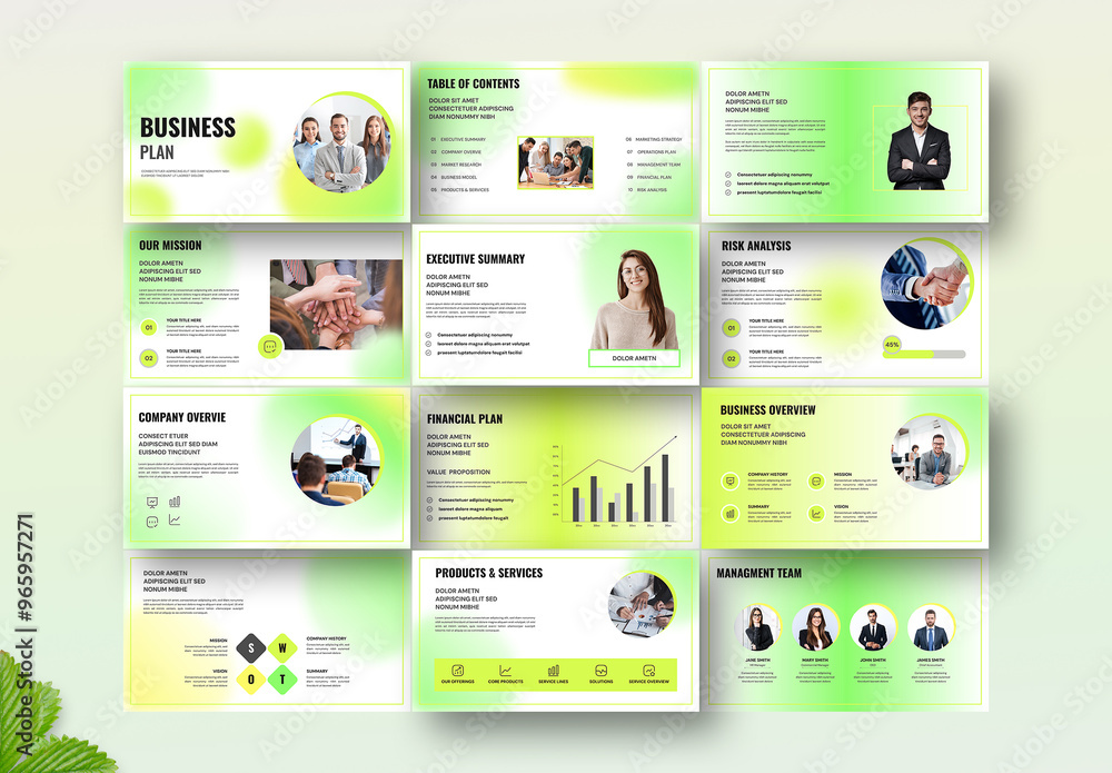Creative Business Plan Presentation Template With Gradient Accents ...