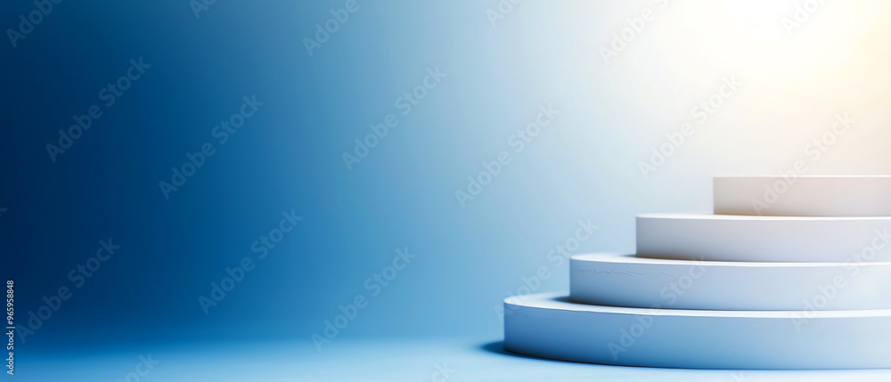 Obraz premium Minimalist and modern background featuring round steps, perfect for presentations or promotional material.