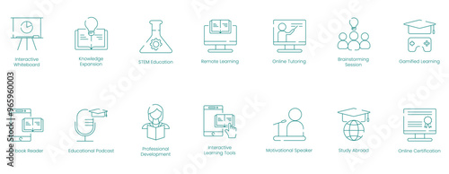 Innovative Classroom Tools and Learning Enhancements Vector Icons