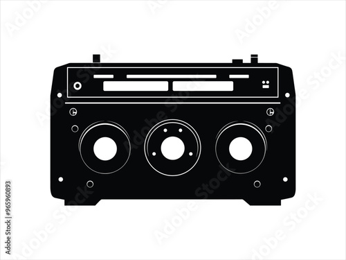 Vintage Tape Recorder Silhouette Vector Set for Retro Music Design.