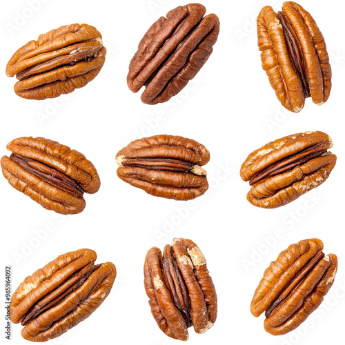 Wallpaper Mural A collection of pecan nuts, arranged in a grid pattern, against a black background. Torontodigital.ca