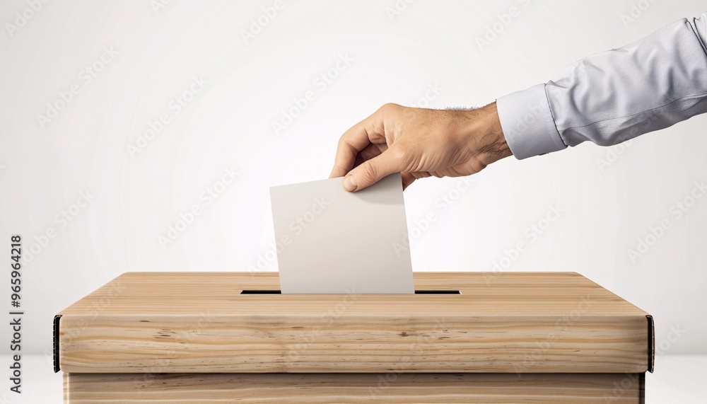 Artistic 3D illustration of a hand casting a vote symbolizing civic participation in the democratic process during the USA Election. Artistic 3D illustration of a hand casting a vote symbolizing civic participation in the democratic process during the USA Election.