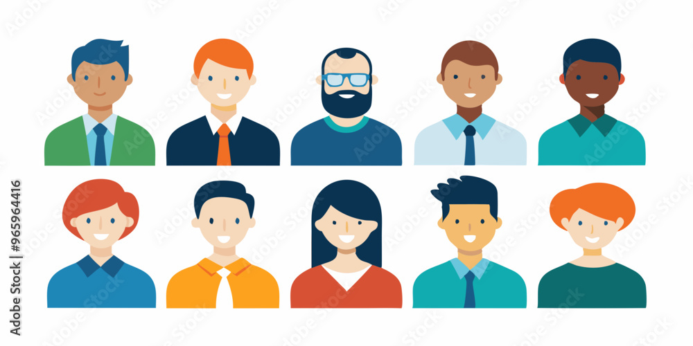 set of people icons, people of different ages and genders, white background set of people icons, people of different ages and genders, white background