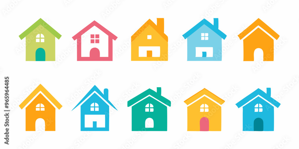 icon set, real estate and one-story building icon, white background icon set, real estate and one-story building icon, white background