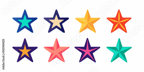 Favorites icon set - star icon, white background