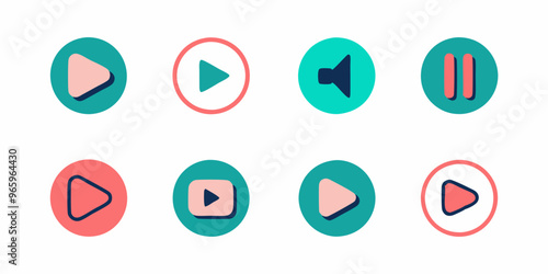 icon set, play, pause, stop or volume icon, white background