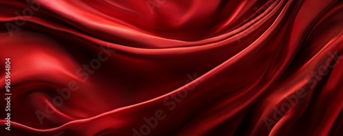 Red silk cloth flowing and forming elegant folds