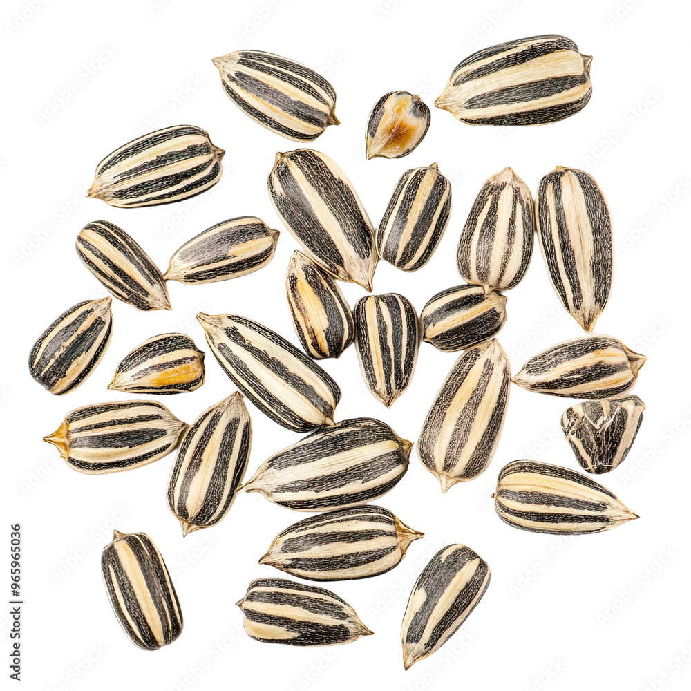 Obraz premium A close-up shot of a pile of black and white striped sunflower seeds.