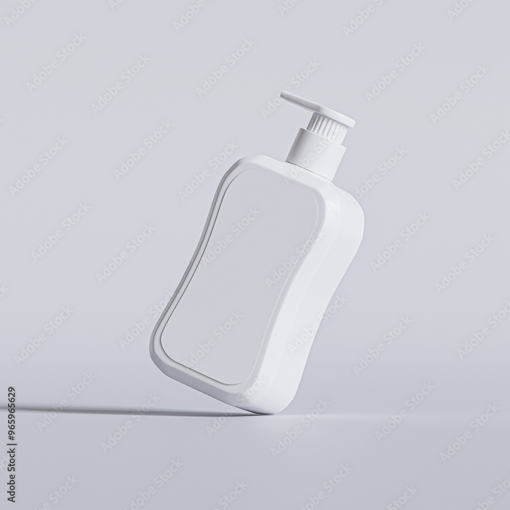 Liquid soap packaging with blank label white color isolated on gray background 3D render illustration Liquid soap packaging with blank label white color isolated on gray background 3D render illustration