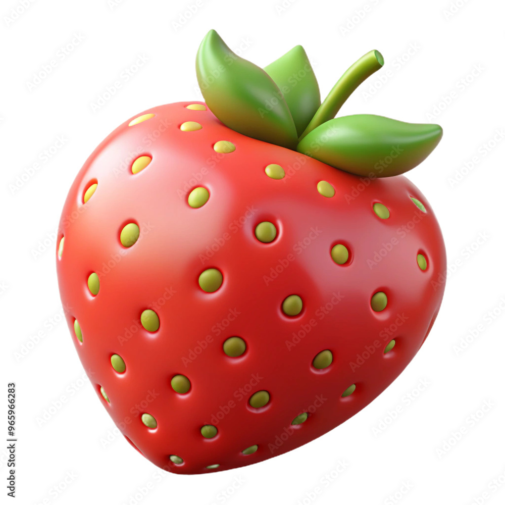 Obraz premium Strawberry 3d cartoon style illustration