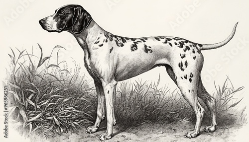 Wallpaper Mural Vintage engraving of a Pointer dog depicted in an old illustration from a historical encyclopedia Torontodigital.ca