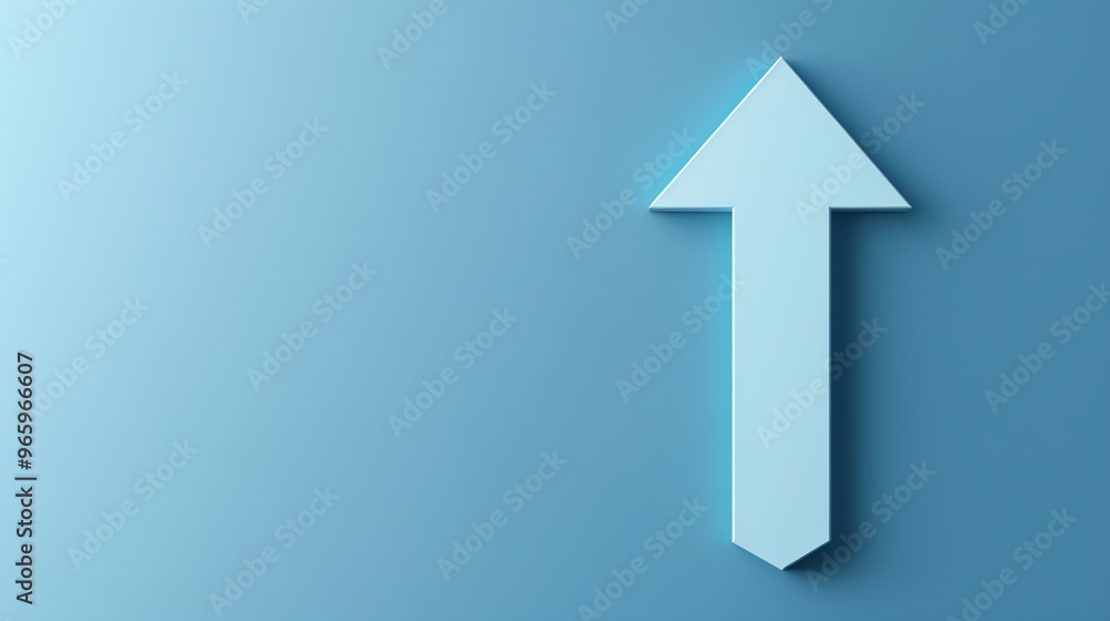A minimalistic blue background with a prominent upward arrow, symbolizing progress and growth. Perfect for motivational themes. A minimalistic blue background with a prominent upward arrow, symbolizing progress and growth. Perfect for motivational themes.