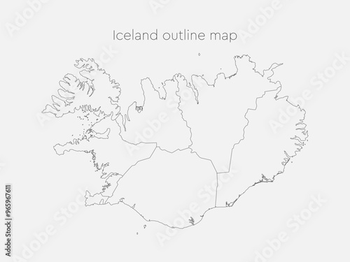 Vector map country Iceland divided on regions