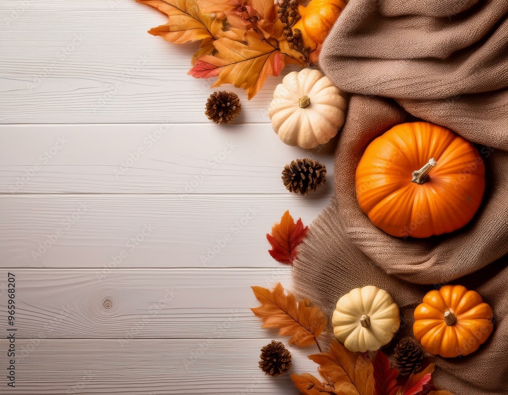 Fall border with pumpkins, leaves, and a blanket. Perfect for Thanksgiving or autumn themes. Fall border with pumpkins, leaves, and a blanket. Perfect for Thanksgiving or autumn themes.