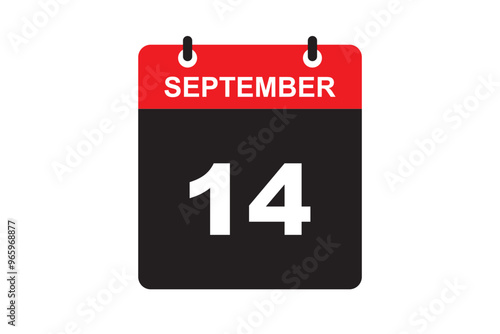 14th September calendar icon. September 14 calendar Date Month icon. Isolated on blue background