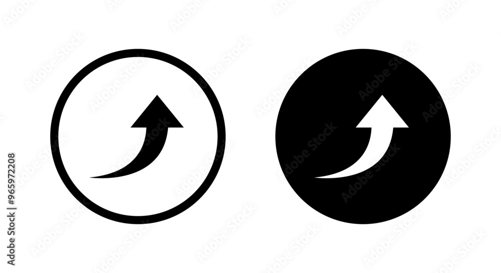 Rising arrow icon on black circle. Business profit growth concept Rising arrow icon on black circle. Business profit growth concept