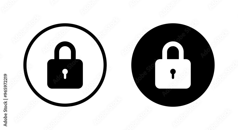Padlock, lock icon on black circle. Security, privacy concept Padlock, lock icon on black circle. Security, privacy concept