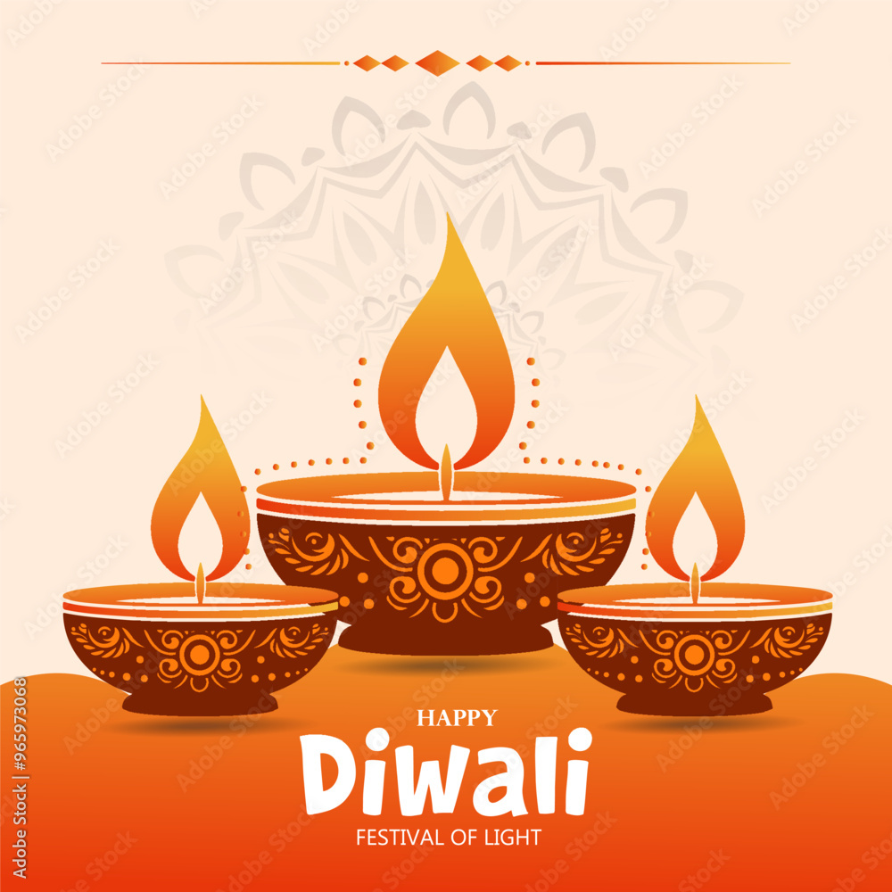 Happy Diwali banner design with burning lamps Vector Happy Diwali banner design with burning lamps Vector