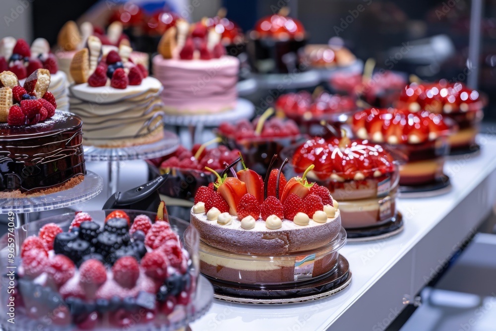 Food festival dessert competition cakes and pastries displayed with captivating beauty Food festival dessert competition cakes and pastries displayed with captivating beauty