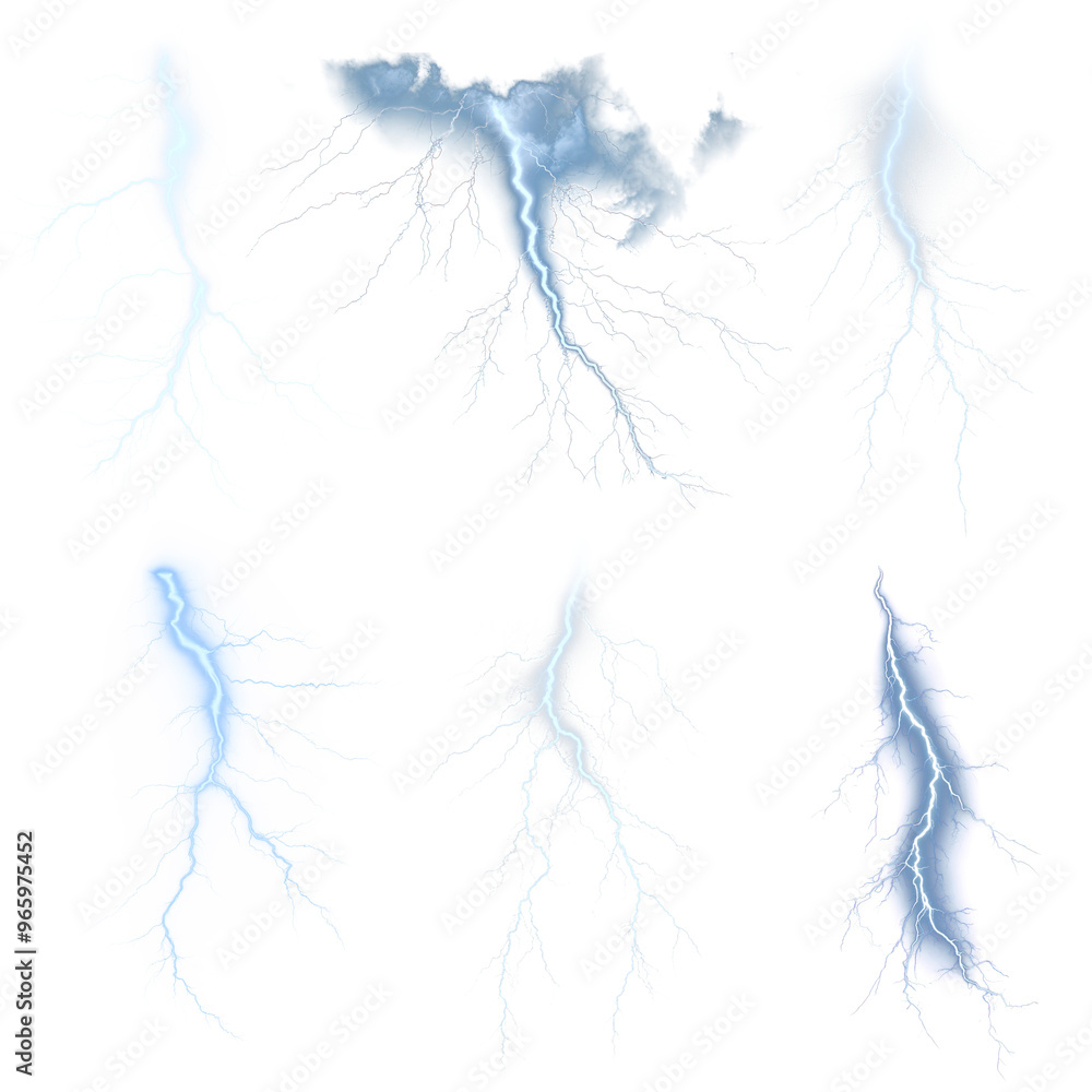 Fototapeta premium PNG lighting bolt element set, transparent background