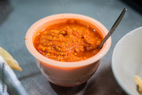 Bowl of Spicy Red Chili Sauce