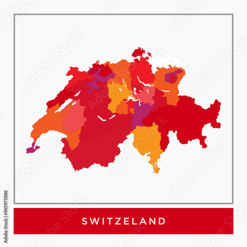 Colored Switzeland map with regions vector illustration on white background