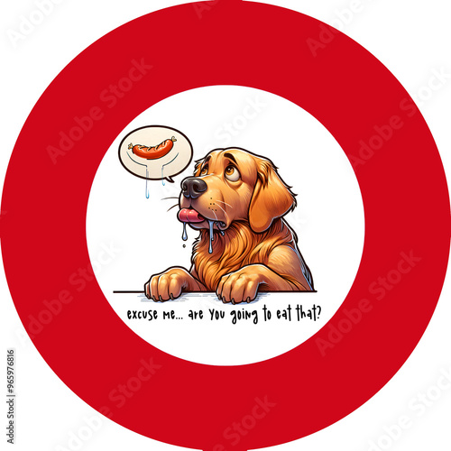 unny quote begging dog Retriever  round illustration 
