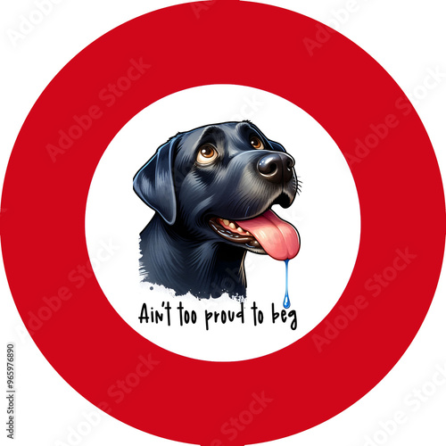 unny quote begging dog Retriever  round illustration 
