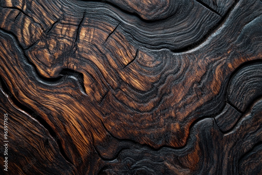 Dark Wood Grain with Curved Lines and Cracks Dark Wood Grain with Curved Lines and Cracks