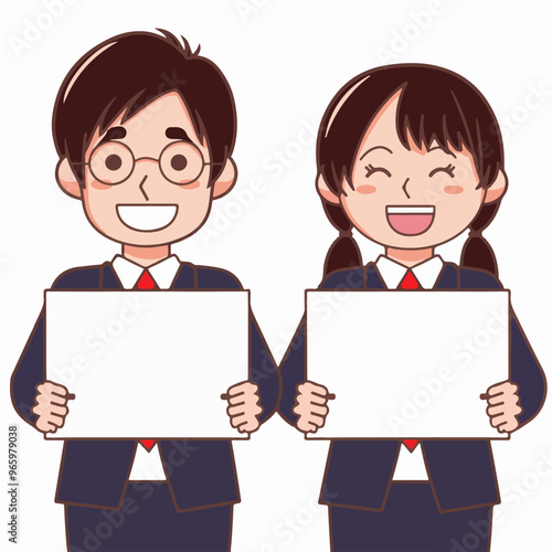 Simple illustration. student holding a board with illustration. 