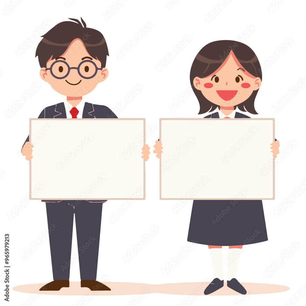Simple illustration. student holding a board with illustration. Simple illustration. student holding a board with illustration.