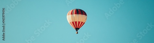 Tranquil Hot Air Balloon Flight in Clear Blue Sky from Below - Minimalistic High-Resolution Shot with Simple Design