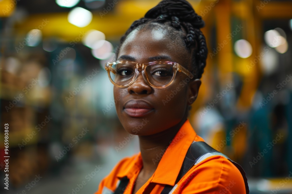 Portrait of a young adult African American female Assembly Line Worker Portrait of a young adult African American female Assembly Line Worker
