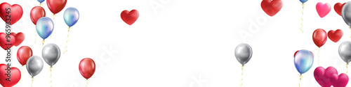 heart balloons Realistic white red, blue and on background are available for use online shopping website or social media, celebration party vector illustration