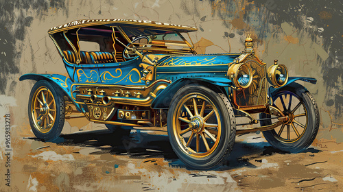 old carriage cart, generative, ai, steampunk, retro, vintage, background, products, machine, mechanical, red, car, old, truck, auto, vehicle, automobile, antique, classic, transportation, wheel, trans