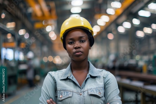 Portrait of a young adult African American female Assembly Line Worker