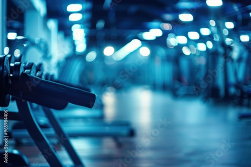 Wallpaper Mural Blurred abstract gym background with workout equipment, modern athletic energy Torontodigital.ca