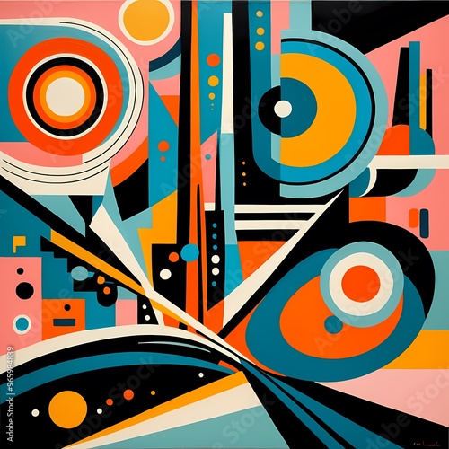 Lively Mid-Century Modern Composition Abstract