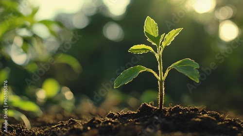 young green plant seedlings growing from the ground in sunlight symbolizing tree planting forest reforestation and sustainable development for eco-friendly nature conservation