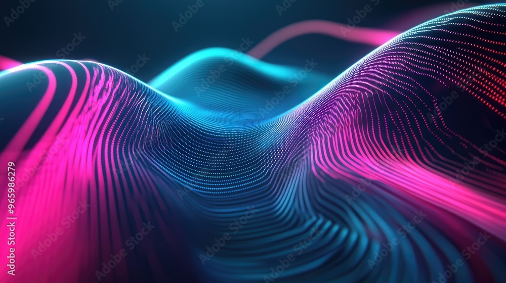 Abstract glowing lines of pink, blue, and green intersecting and curving to form a futuristic digital design. Abstract glowing lines of pink, blue, and green intersecting and curving to form a futuristic digital design.