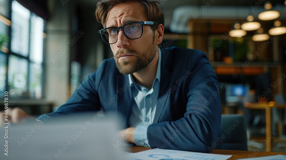 Caucasian project manager looking and planning identity verify or security system by nursing visual reality goggle. Caucasian project manager looking and planning identity verify or security system by nursing visual reality goggle.