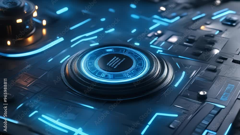 Futuristic Technology Background with Blue Lights and Circles Futuristic Technology Background with Blue Lights and Circles